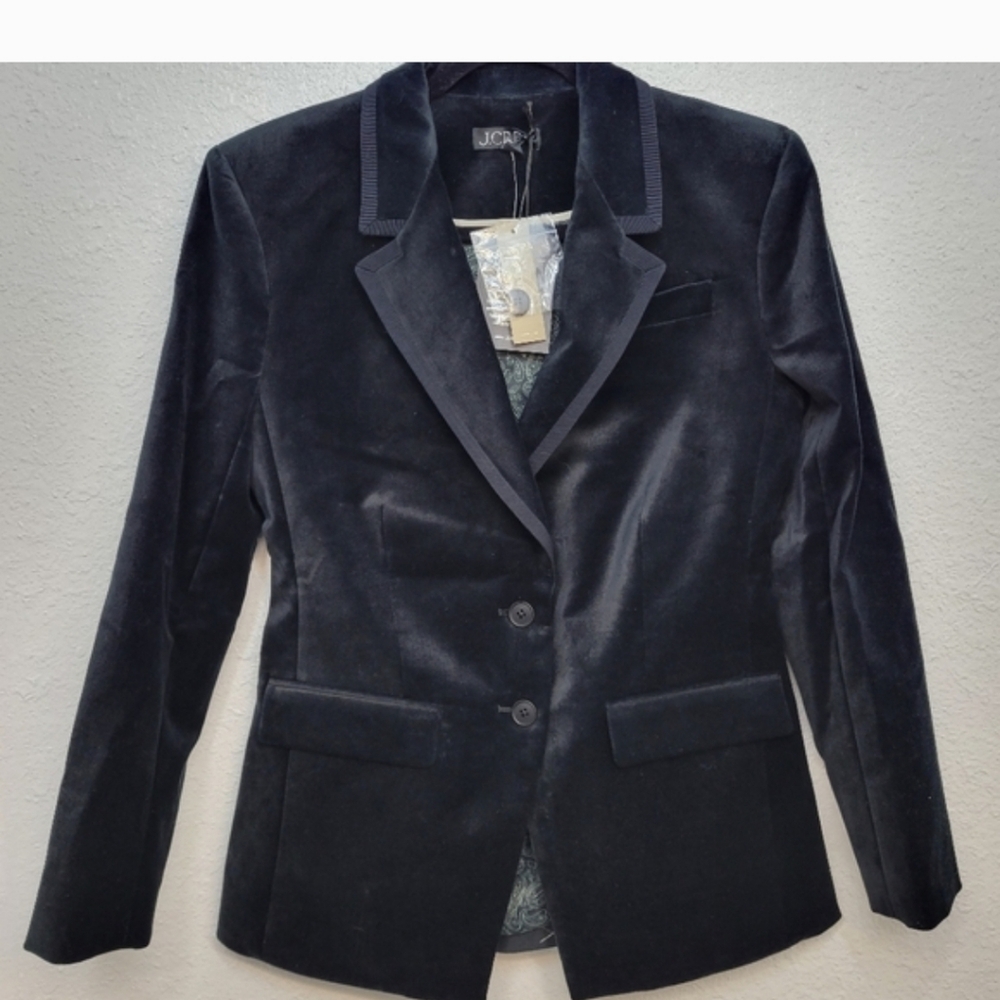 J Crew Madelyn blazer in velvet CP832 Size 8 NWT Black - Picture 2 of 8